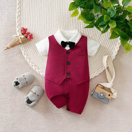 Baby Boy Gentleman Necktie Party Romper Jumpsuit - Mad Fly Essentials