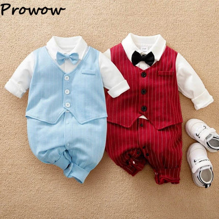 Baby Necktie Romper Jumpsuit Boys Dress Formal Wear - Boys Dress Formal Wear - Prowow - Mad Fly Essentials