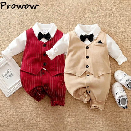 Baby Necktie Romper Jumpsuit Boys Dress Formal Wear - Boys Dress Formal Wear - Prowow - Mad Fly Essentials