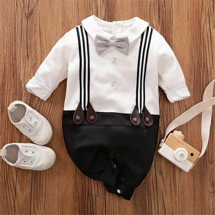 Baby Necktie Romper Jumpsuit Boys Dress Formal Wear - Boys Dress Formal Wear - Prowow - Mad Fly Essentials
