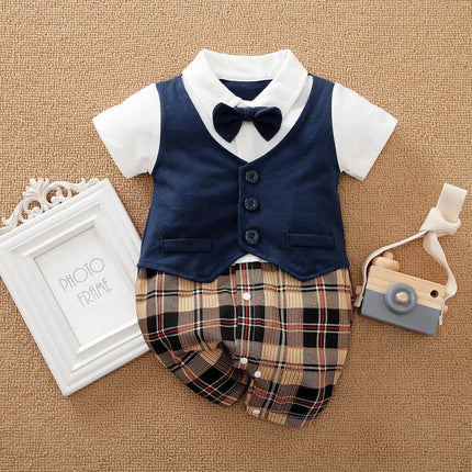 Baby Boy Gentleman Necktie Party Romper Jumpsuit - Mad Fly Essentials