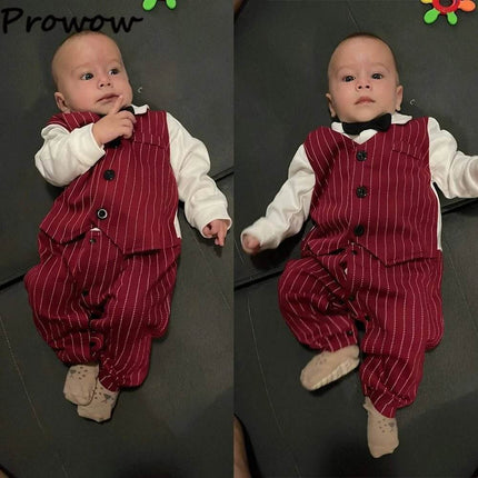 Baby Boy Gentleman Necktie Party Romper Jumpsuit - Mad Fly Essentials