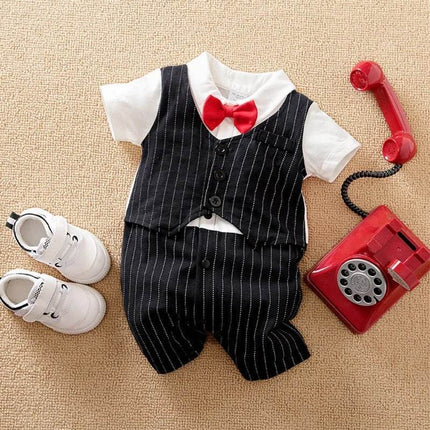 Baby Necktie Romper Jumpsuit Boys Dress Formal Wear - Boys Dress Formal Wear - Prowow - Mad Fly Essentials