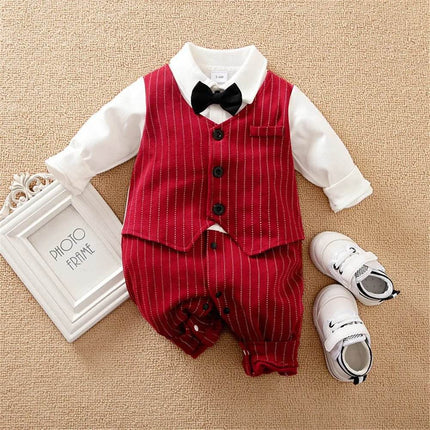 Baby Boy Gentleman Necktie Party Romper Jumpsuit - Mad Fly Essentials