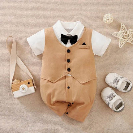 Baby Necktie Romper Jumpsuit Boys Dress Formal Wear - Boys Dress Formal Wear - Prowow - Mad Fly Essentials