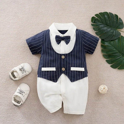 Baby Boy Gentleman Necktie Party Romper Jumpsuit - Mad Fly Essentials