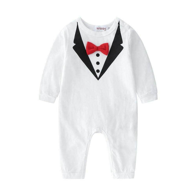 Baby Boy Long White - Black Romper - Baby Romper - PureMilk - Mad Fly Essentials