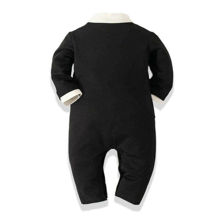 Baby Boy Long White - Black Romper - Baby Romper - PureMilk - Mad Fly Essentials