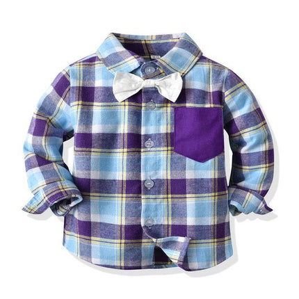 Baby Boy Plaid Blue Gentleman Outfit - Gentleman Outfit - Top and top - Mad Fly Essentials