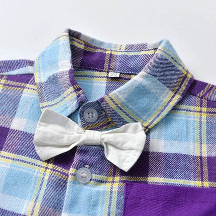 Baby Boy Plaid Blue Gentleman Outfit - Gentleman Outfit - Top and top - Mad Fly Essentials