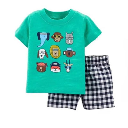 Baby Boy Plaid European Dinosaur Sleepwear Pajama Set - Pajama Set - Hooyi - Mad Fly Essentials