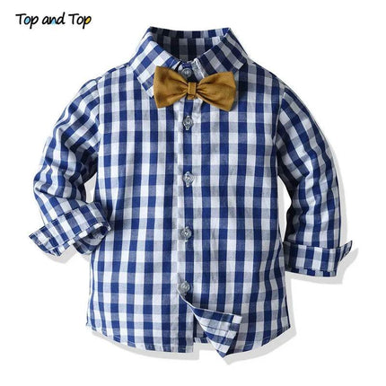 Baby Boy Plaid Top Pants Suspender Gentleman Outfit - Gentleman Outfit - Top and top - Mad Fly Essentials