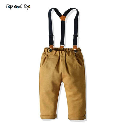 Baby Boy Plaid Top Pants Suspender Gentleman Outfit - Gentleman Outfit - Top and top - Mad Fly Essentials