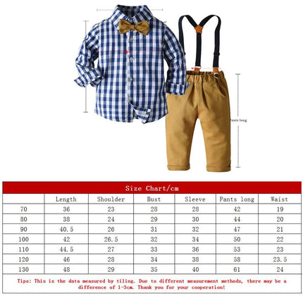Baby Boy Plaid Top Pants Suspender Gentleman Outfit - Gentleman Outfit - Top and top - Mad Fly Essentials