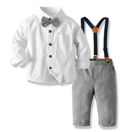 Baby Boy Plaid Top Pants Suspender Gentleman Outfit - Gentleman Outfit - Top and top - Mad Fly Essentials