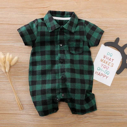 Baby Boy Short Plaid Toddler Jumpsuit Romper - Baby Romper - Prowow - Mad Fly Essentials