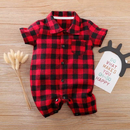 Baby Boy Short Plaid Jumpsuit Romper - Mad Fly Essentials
