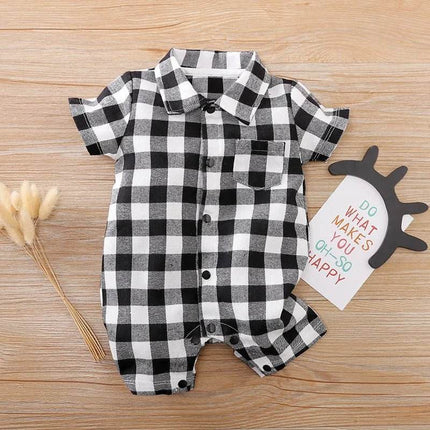 Baby Boy Short Plaid Toddler Jumpsuit Romper - Baby Romper - Prowow - Mad Fly Essentials