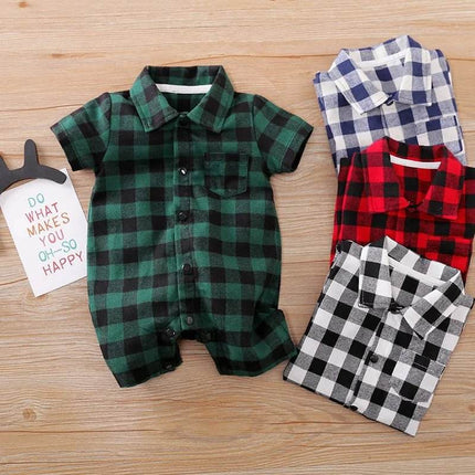 Baby Boy Short Plaid Toddler Jumpsuit Romper - Baby Romper - Prowow - Mad Fly Essentials