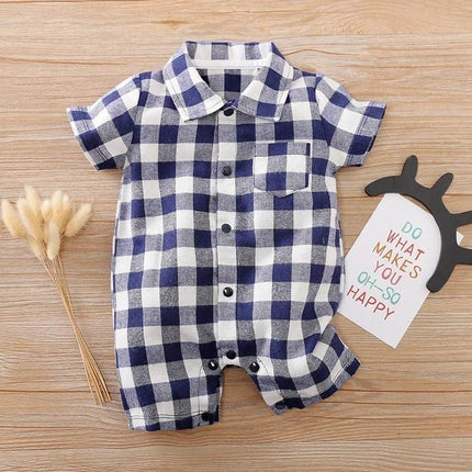 Baby Boy Short Plaid Toddler Jumpsuit Romper - Baby Romper - Prowow - Mad Fly Essentials