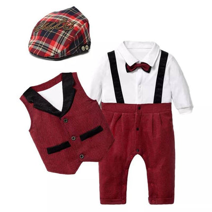 Baby Boy Romper Vest Hat Formal Outfits - Mad Fly Essentials