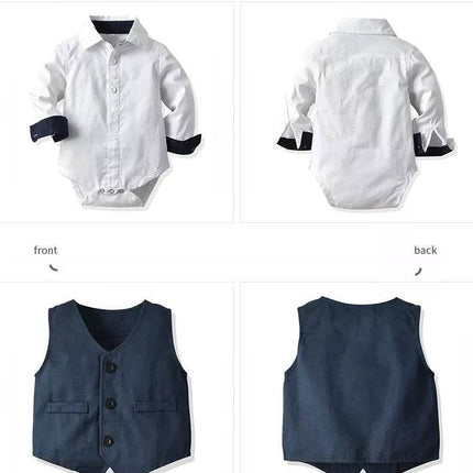 Baby Boy Romper Vest Hat Formal Gentleman Outfit - Gentleman Outfit - Kabeier - Mad Fly Essentials