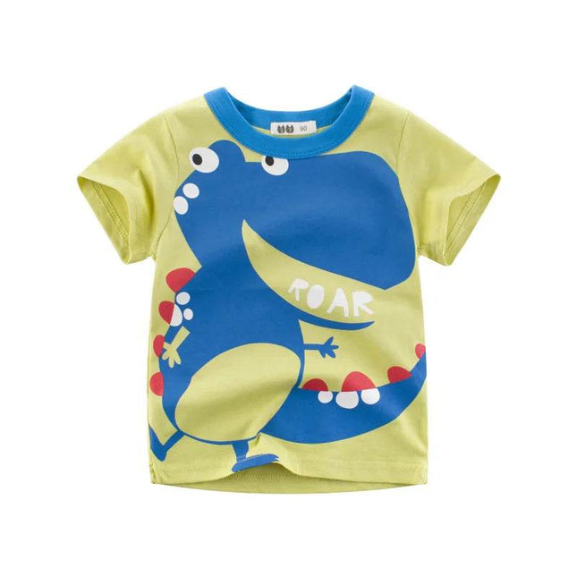 Baby Boy Short Dinosaur Graphic Shirt - Shirt - BENLI WHITE - Mad Fly Essentials