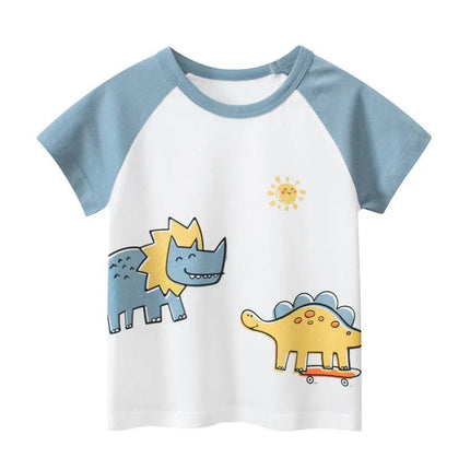 Baby Boy Short Dinosaur Graphic Shirt - Shirt - BENLI WHITE - Mad Fly Essentials