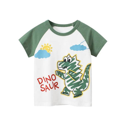 Baby Boy Short Dinosaur Graphic Shirt - Shirt - BENLI WHITE - Mad Fly Essentials