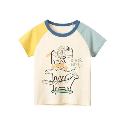 Baby Boy Short Dinosaur Graphic Shirt - Shirt - BENLI WHITE - Mad Fly Essentials