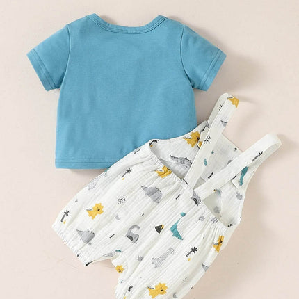 Baby Boy Short Dinosaur Suspender Clothing Set - Clothing Set - jumping meters - Mad Fly Essentials