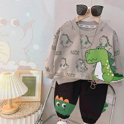 Baby Boy Spring Dinosaur 2pc Tracksuit - Tracksuit - 27kids - Mad Fly Essentials