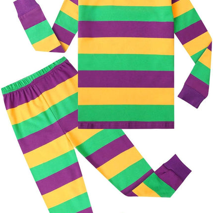 Baby Boy Striped Carnival Rainbow Pajama Set - Pajama Set - Hooyi - Mad Fly Essentials