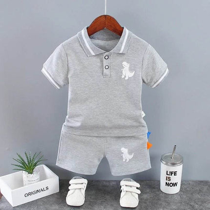 Baby Boy Summer Dinosaur 2pc Shirt Clothing Set - Clothing Set - pudcoco - Mad Fly Essentials