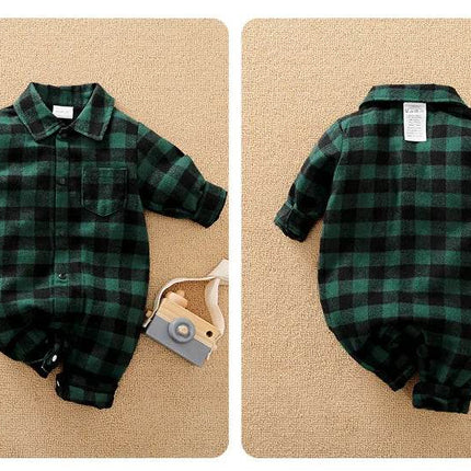 Boys 0 - 18M Plaid Infant Baby Romper - Baby Romper - Prowow - Mad Fly Essentials