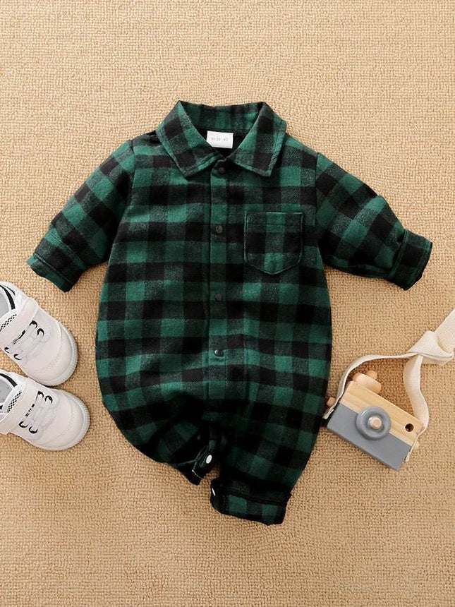Boys 0 - 18M Plaid Infant Baby Romper - Baby Romper - Prowow - Mad Fly Essentials