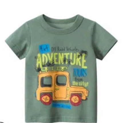 Baby Boys Car Dinosaur 2 - 12Y Summer Shirt - Shirt - ALEXUS WHITE - Mad Fly Essentials