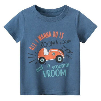 Baby Boys Car Dinosaur 2 - 12Y Summer Shirt - Shirt - ALEXUS WHITE - Mad Fly Essentials