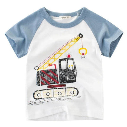 Baby Boys Car Dinosaur 2 - 12Y Summer Shirt - Shirt - ALEXUS WHITE - Mad Fly Essentials