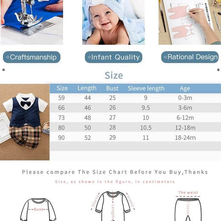 Baby Boys Short Sleeve Plaid Jumpsuit Gentleman Romper - Baby Romper - pudcoco - Mad Fly Essentials