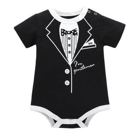 Baby Boys Gentlemen Tie Print Romper - Baby Romper - Baby Essentials - Mad Fly Essentials