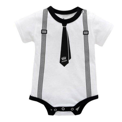 Baby Boys Gentlemen Tie Print Romper - Baby Romper - Baby Essentials - Mad Fly Essentials