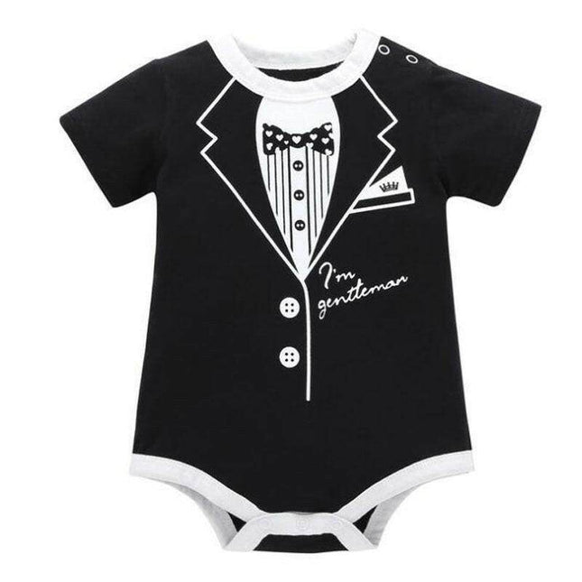 Baby Boys Gentlemen Tie Print Romper - Baby Romper - Baby Essentials - Mad Fly Essentials