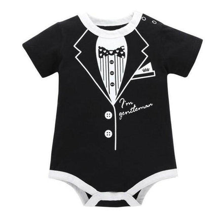 Baby Boys Gentlemen Tie Print Romper - Baby Romper - Baby Essentials - Mad Fly Essentials