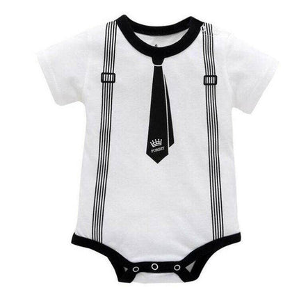 Baby Boys Gentlemen Tie Print Romper - Baby Romper - Baby Essentials - Mad Fly Essentials