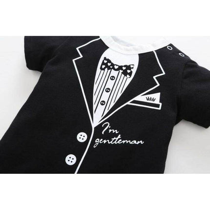 Baby Boys Gentlemen Tie Print Romper - Baby Romper - Baby Essentials - Mad Fly Essentials