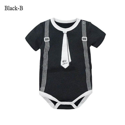 Baby Boys Gentlemen Tie Print Romper - Baby Romper - Baby Essentials - Mad Fly Essentials