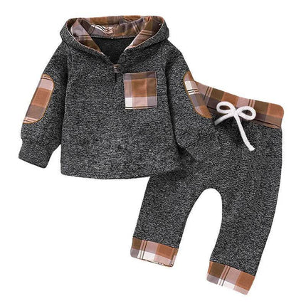 Baby Boys Spring Casual Plaid Hoodies Clothing Set - Clothing Set - LZH - Mad Fly Essentials