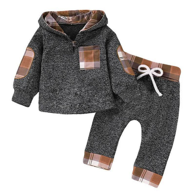 Baby Boys Spring Casual Plaid Hoodies Clothing Set - Clothing Set - LZH - Mad Fly Essentials