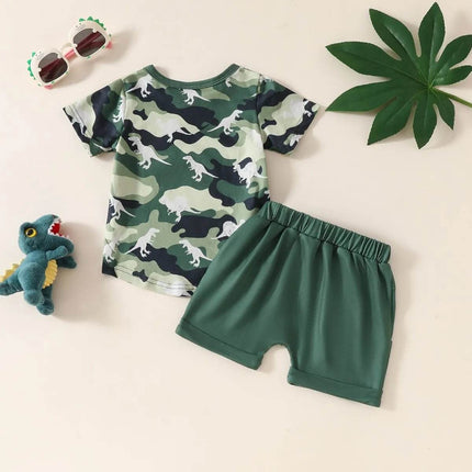 Baby Boys Summer Camouflage Dinosaur 2pc Clothing Set - Clothing Set - Kidswant - Mad Fly Essentials